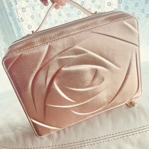 LANCÔME METALLIC ROSE GOLD BEAUTY COSMETIC TOTE BAG